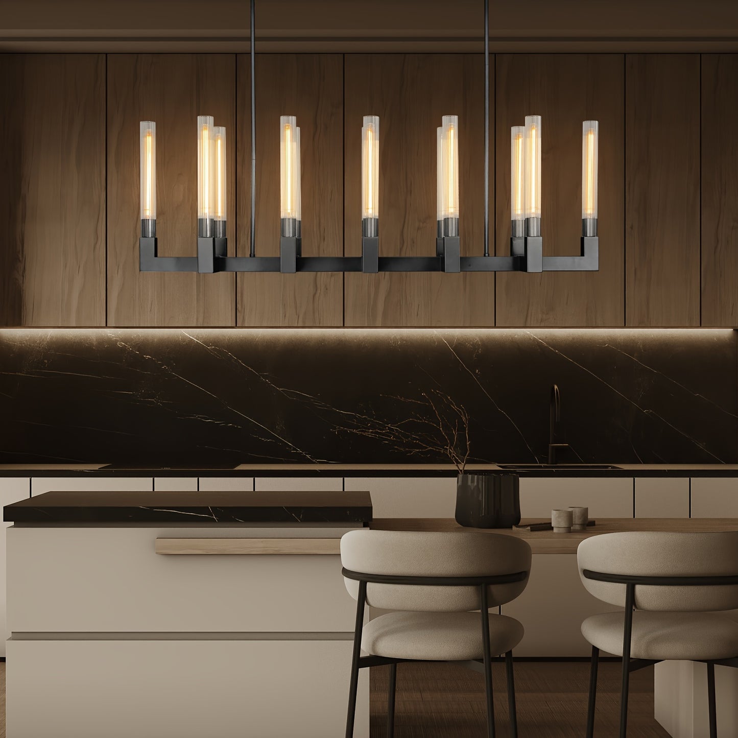 Glass LED Farmhouse Chandelier