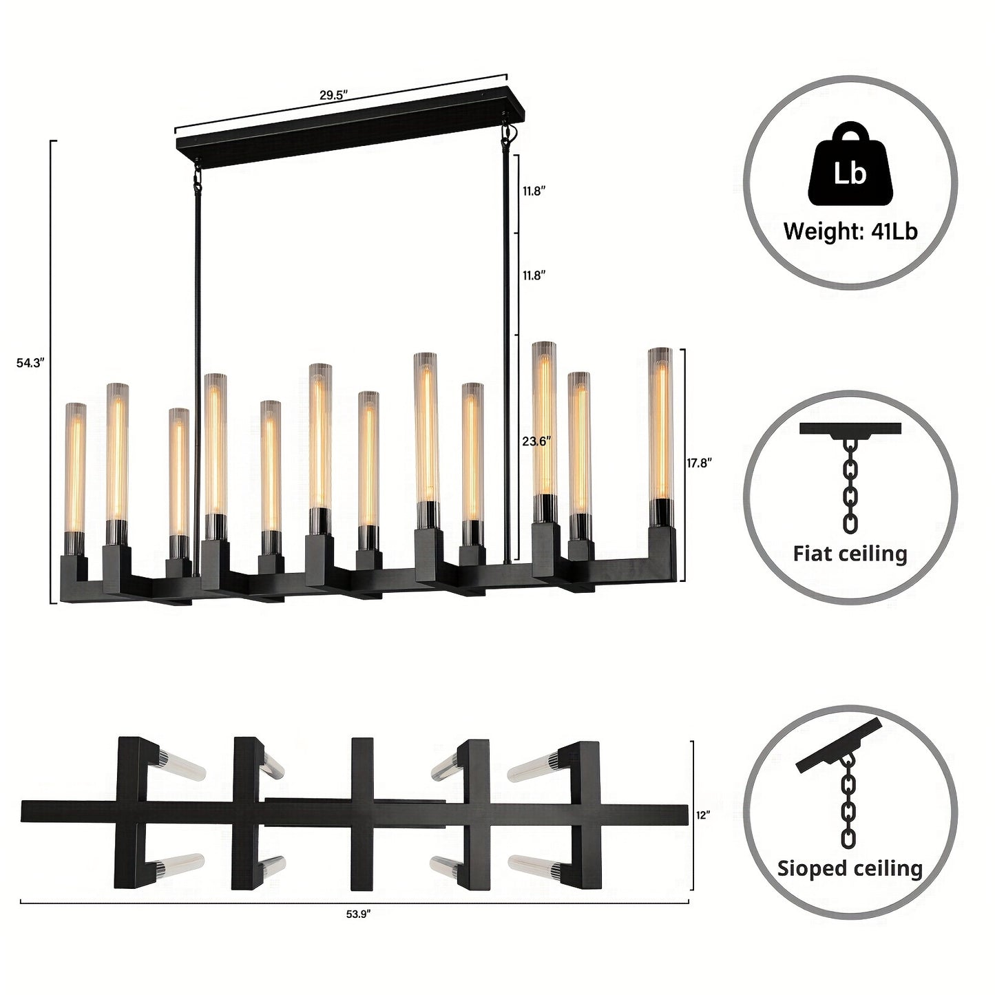 Glass LED Farmhouse Chandelier