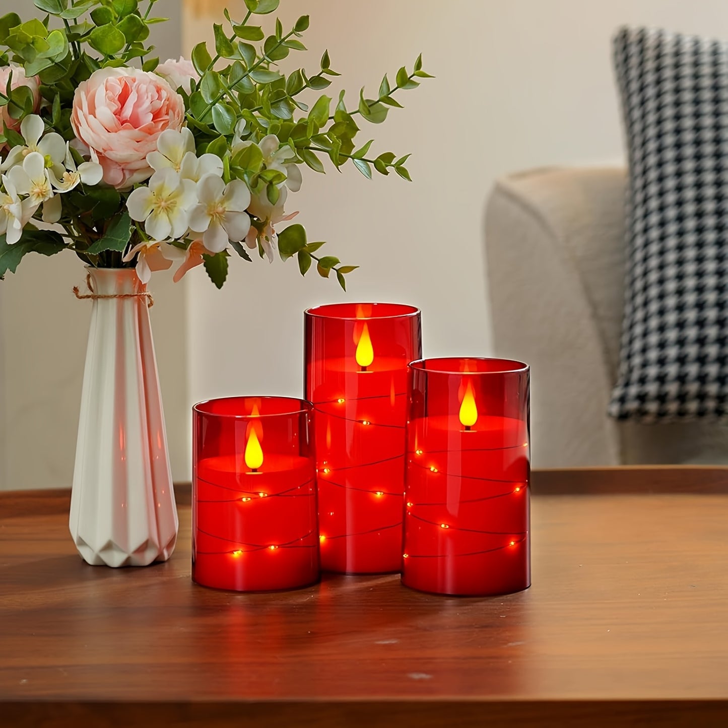 Set of 3 LED Flickering Flameless Candles