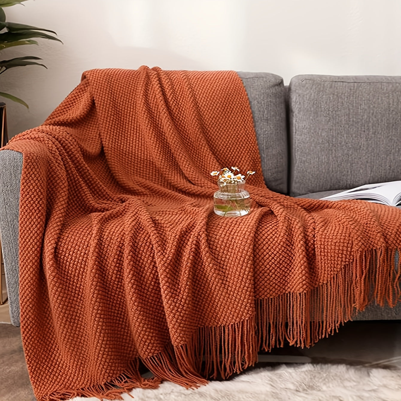 Cozy Orange Knit Blanket