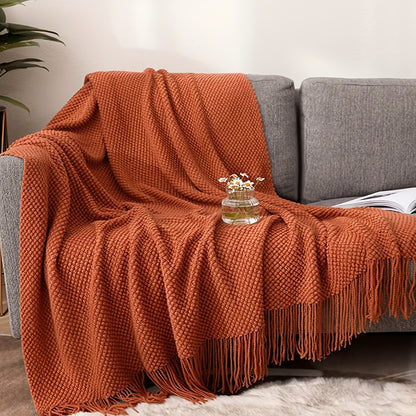 Cozy Orange Knit Blanket