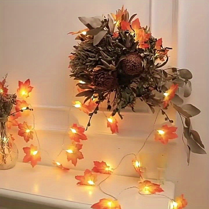 2pcs Autumn Maple Leaf String Lights