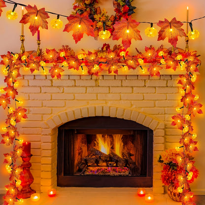 2pcs Autumn Maple Leaf String Lights