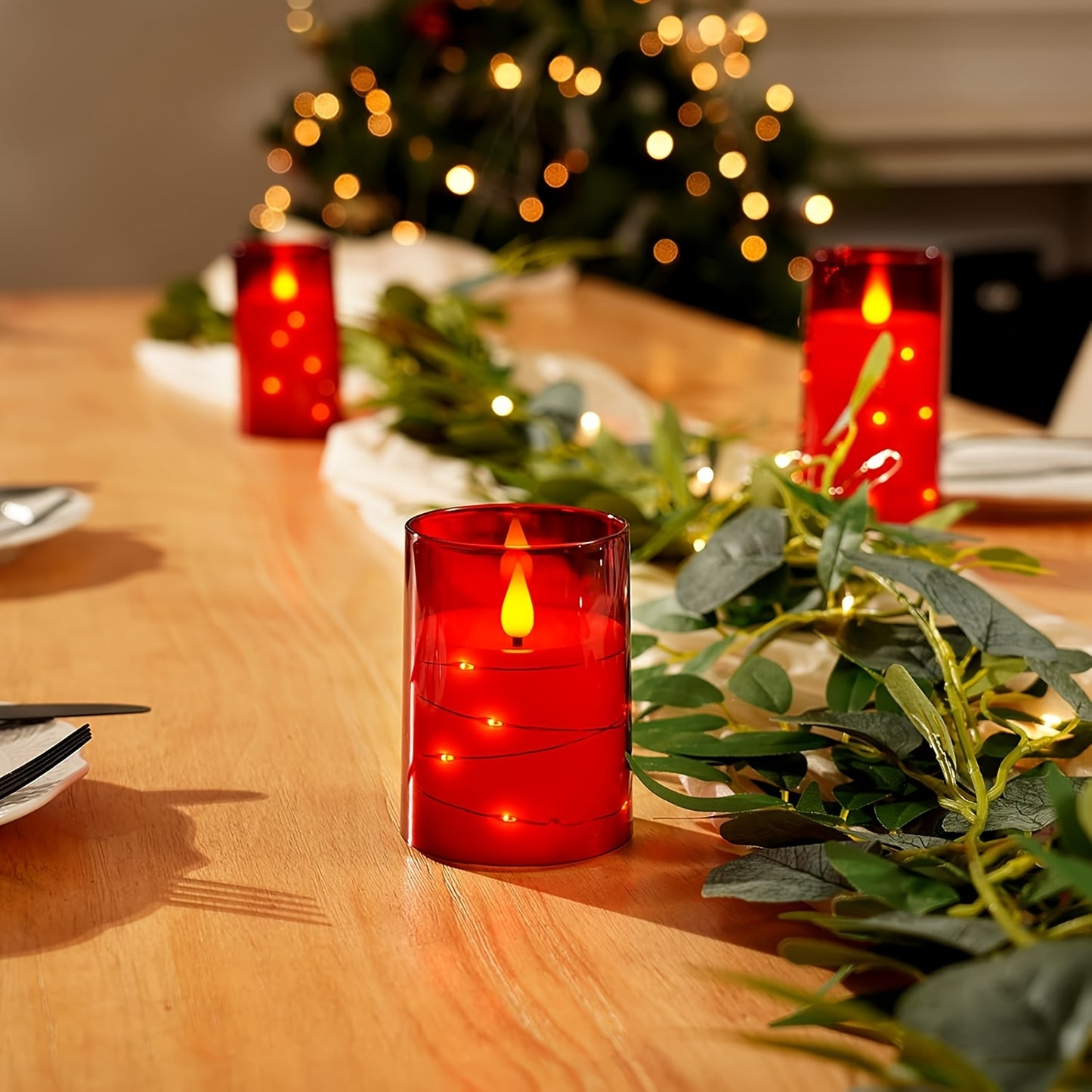 Set of 3 LED Flickering Flameless Candles