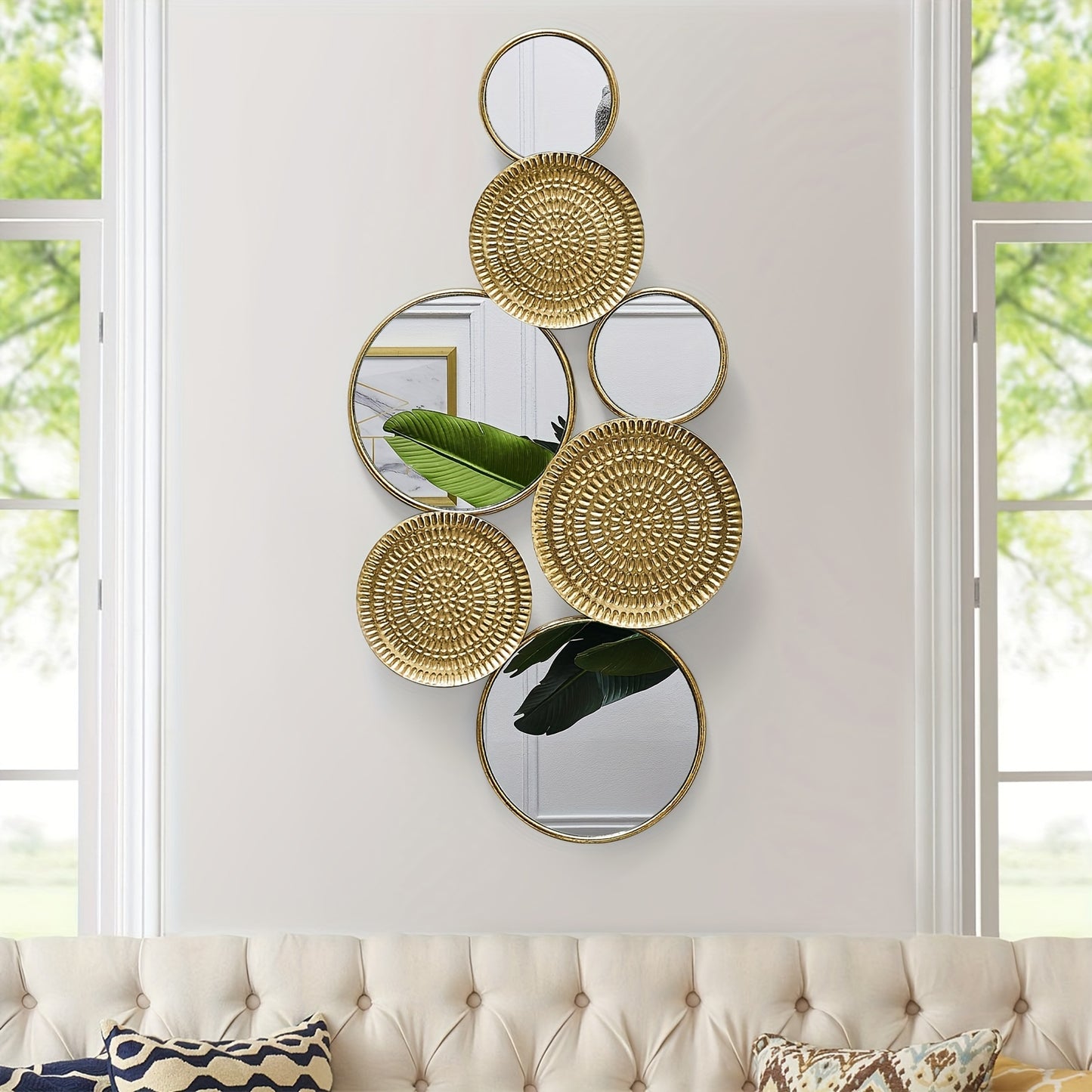 Gold Modern Metal & Mirror Wall Decoration