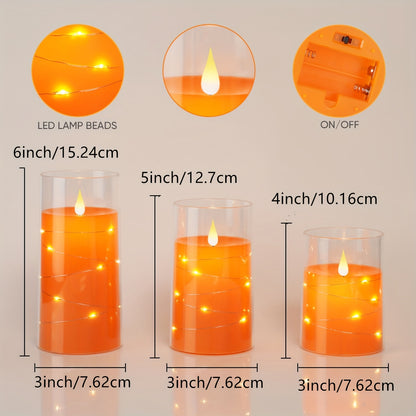 Set of 3 LED Flickering Flameless Candles