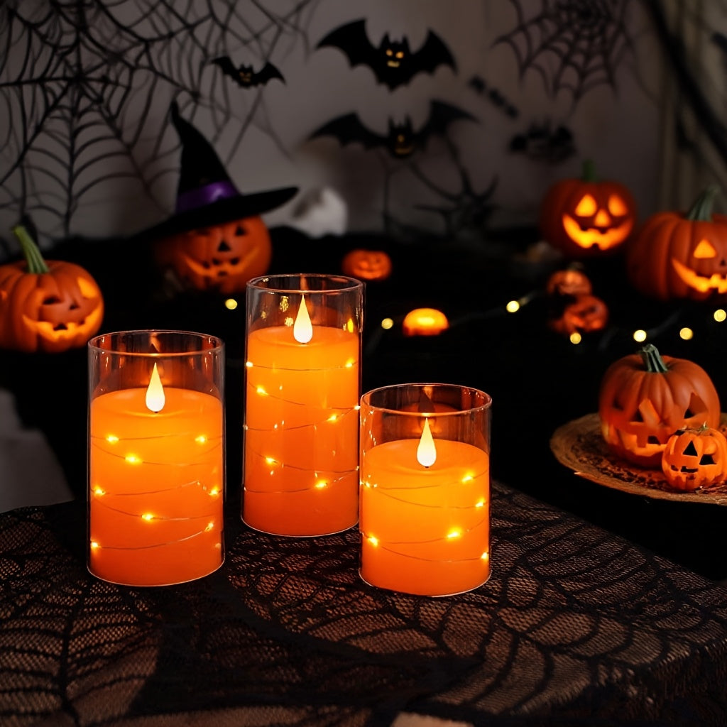 Set of 3 LED Flickering Flameless Candles