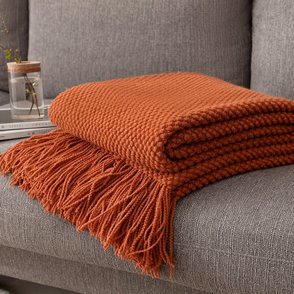 Cozy Orange Knit Blanket