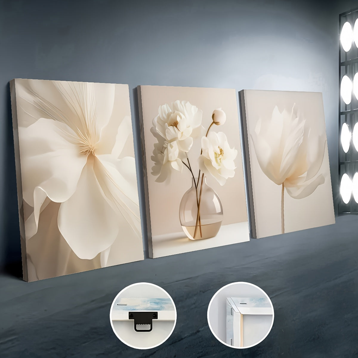 Framed Canvas Paintings and Wrapped Canvas Beige Pure Flowers