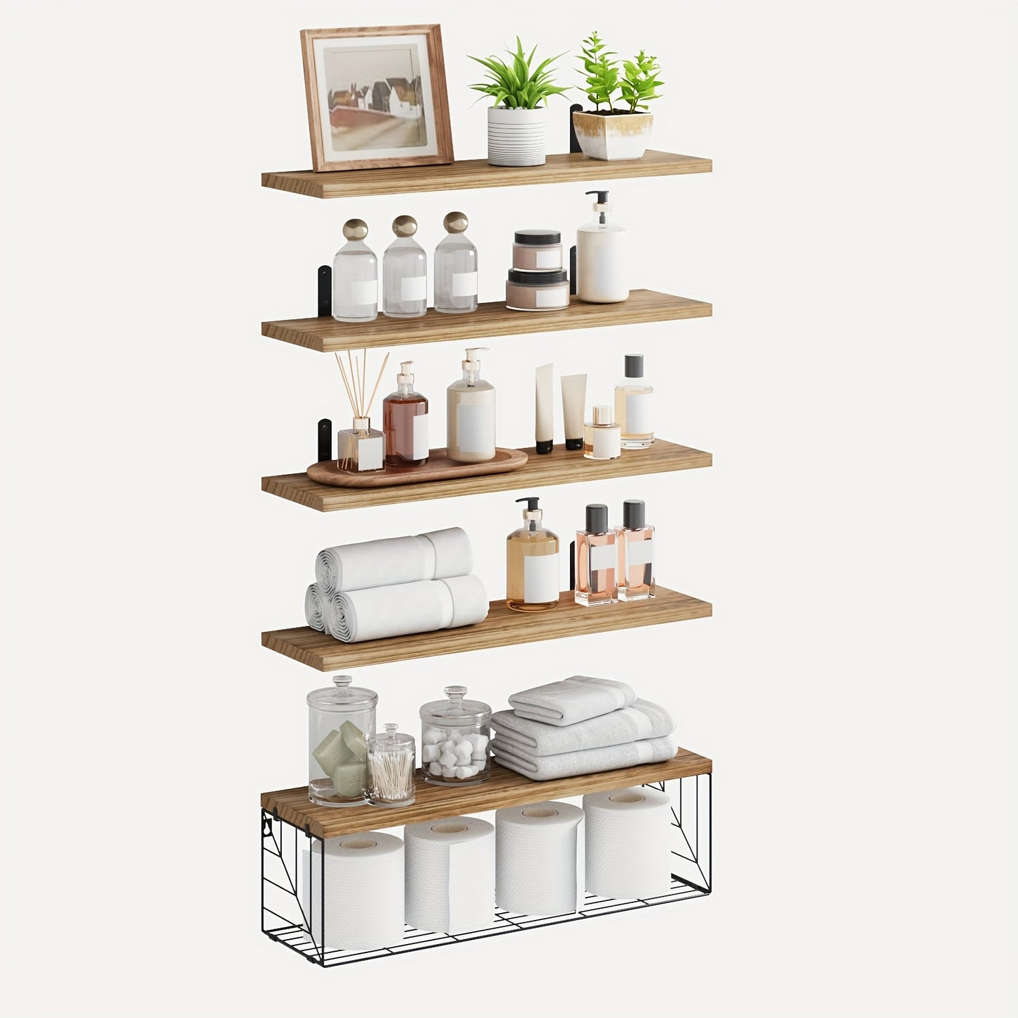 Wood Floating Bathroom Shelves