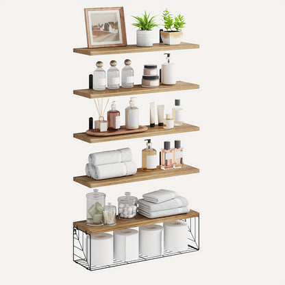 Wood Floating Bathroom Shelves