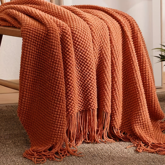Cozy Orange Knit Blanket