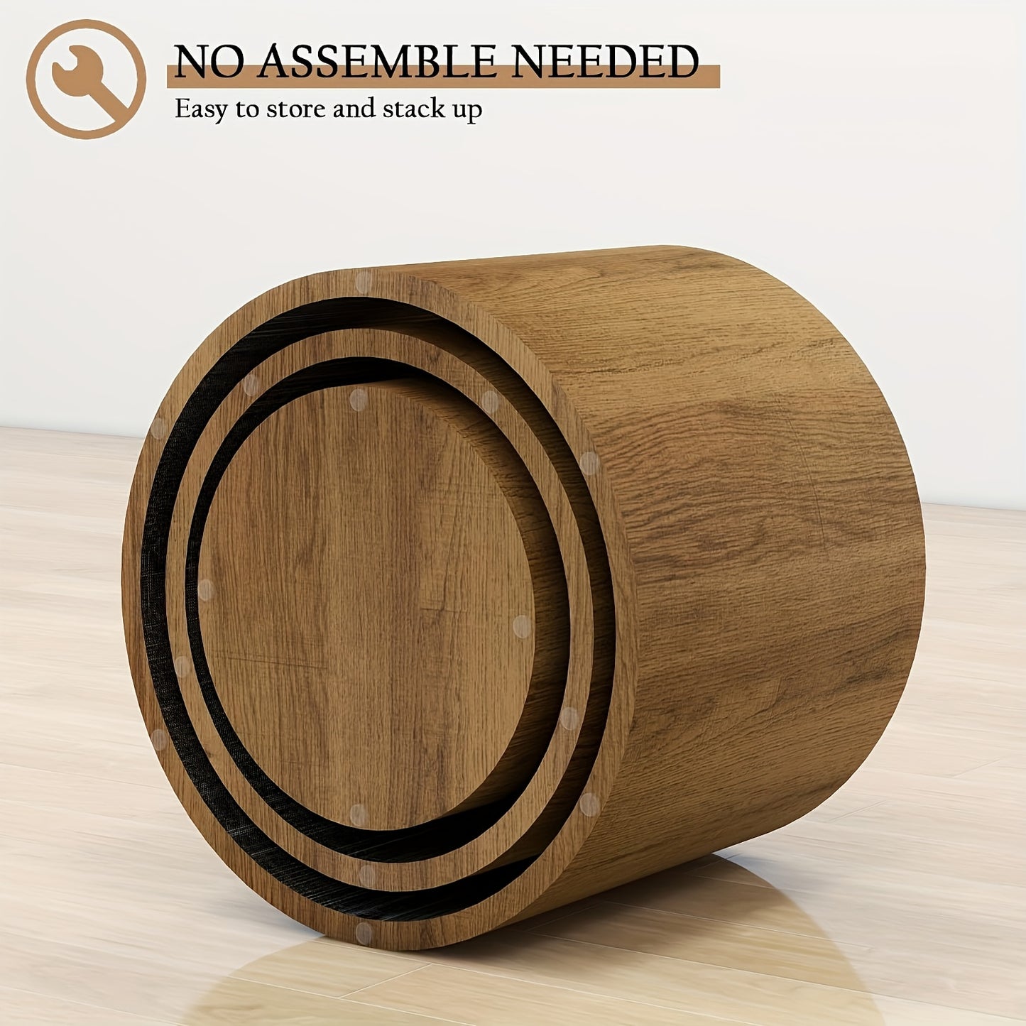 Round Wooden Coffee Tables Set Of 3