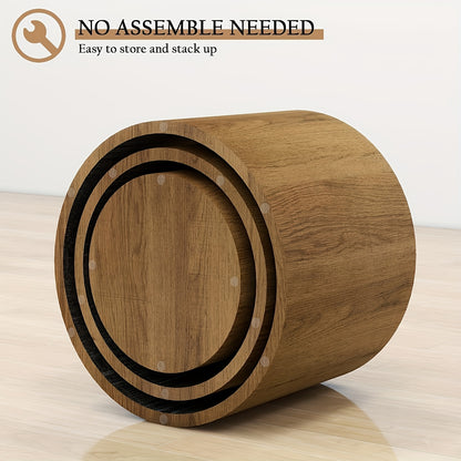 Round Wooden Coffee Tables Set Of 3