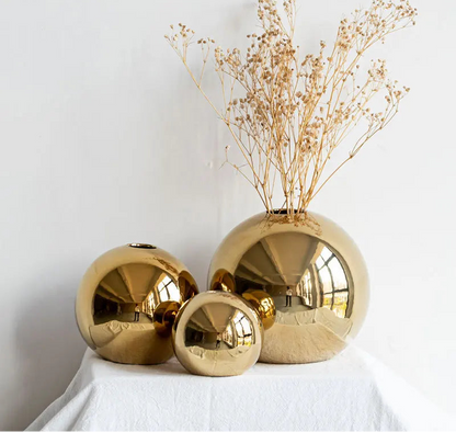 Plating Golden Ball Ceramic Vase