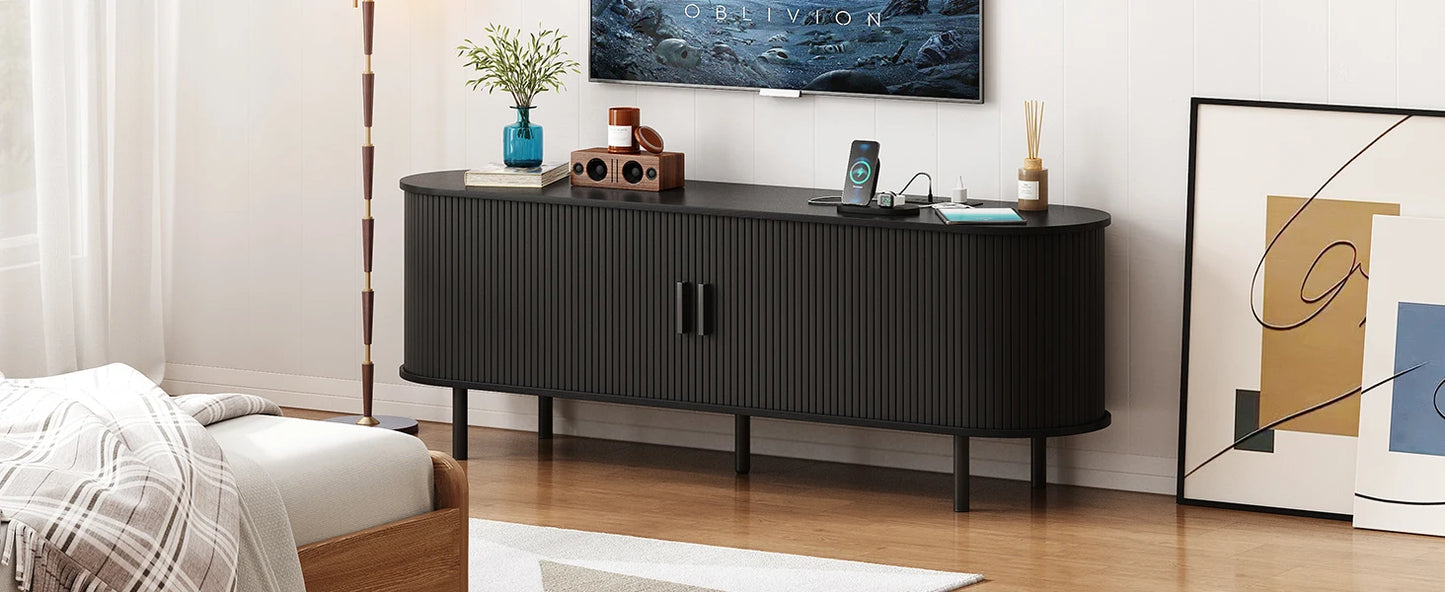Modern Elegant TV Stand with Power Outlets