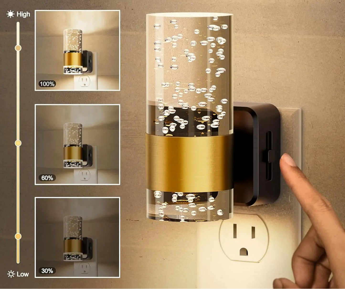 LED Gold Bubbly Night Light