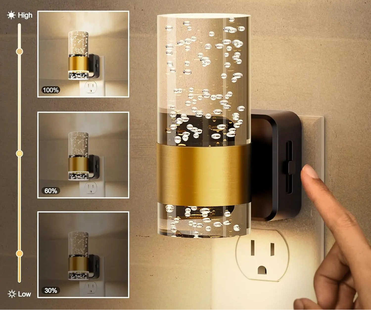 LED Gold Bubbly Night Light
