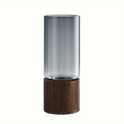 Elegant Glass Vase with Wooden Base