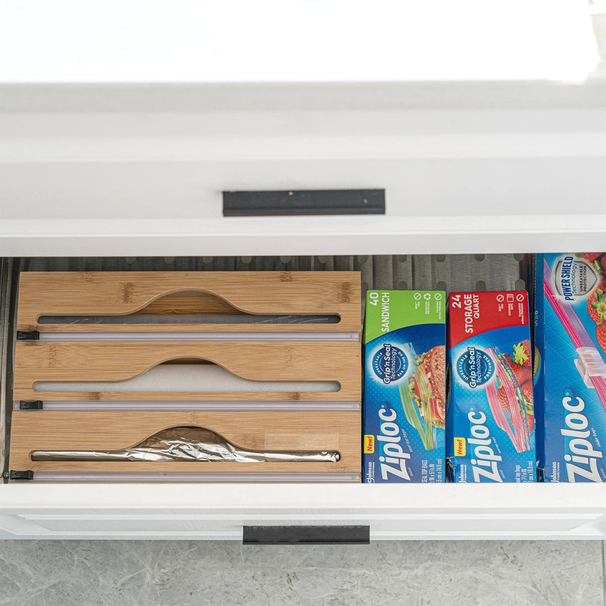 Bamboo Kitchen Wrap Dispenser & Cutter Box