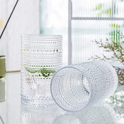 1/4PCS Embossed Drinking Glass