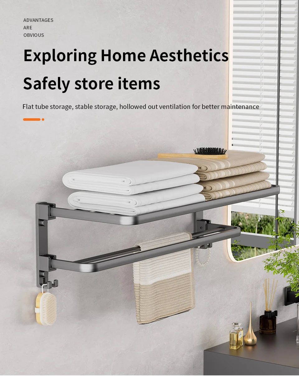 Folding Towel Holder With Hook