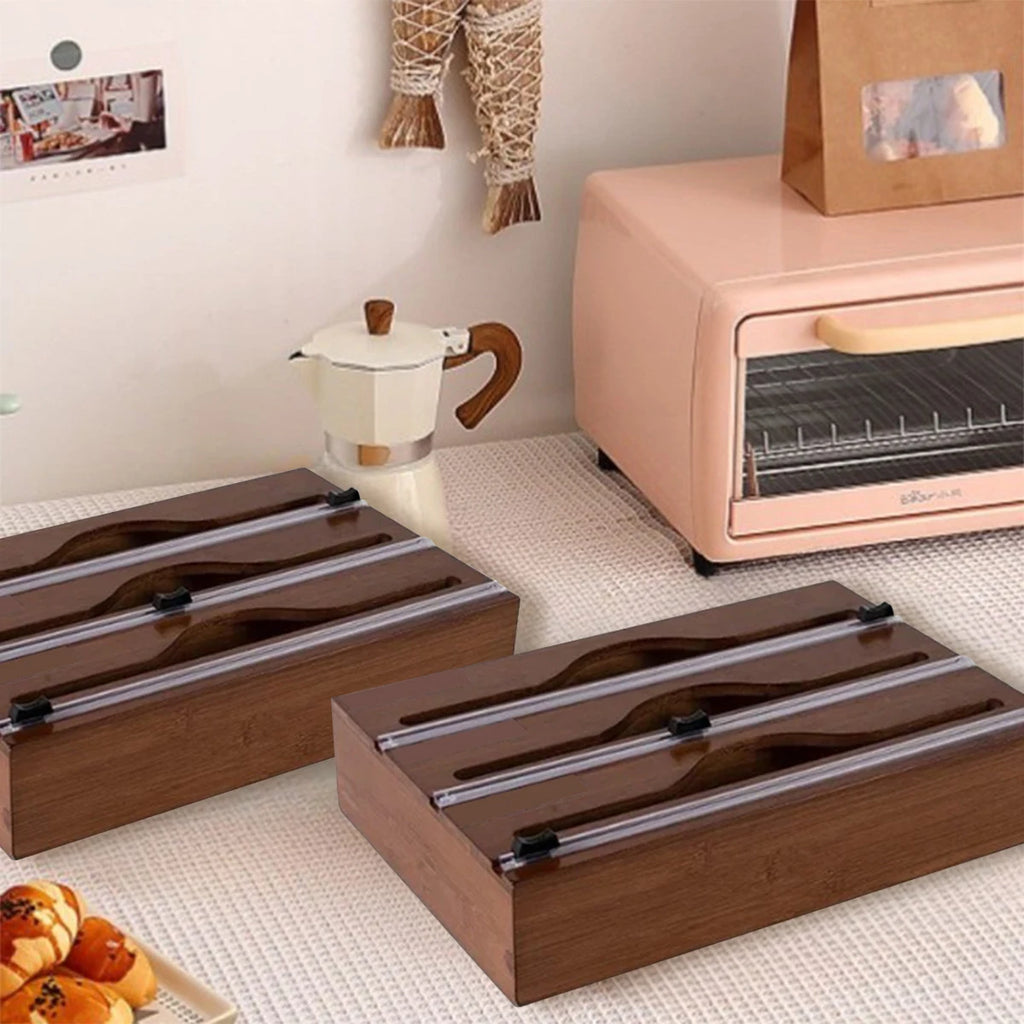 Bamboo Kitchen Wrap Dispenser & Cutter Box