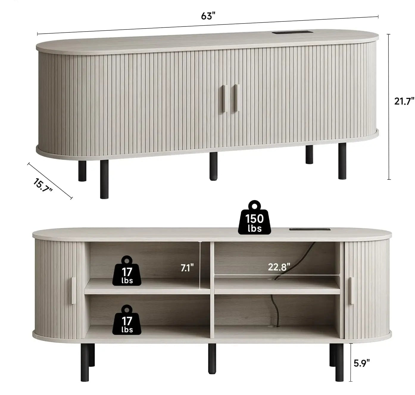 Modern Elegant TV Stand with Power Outlets