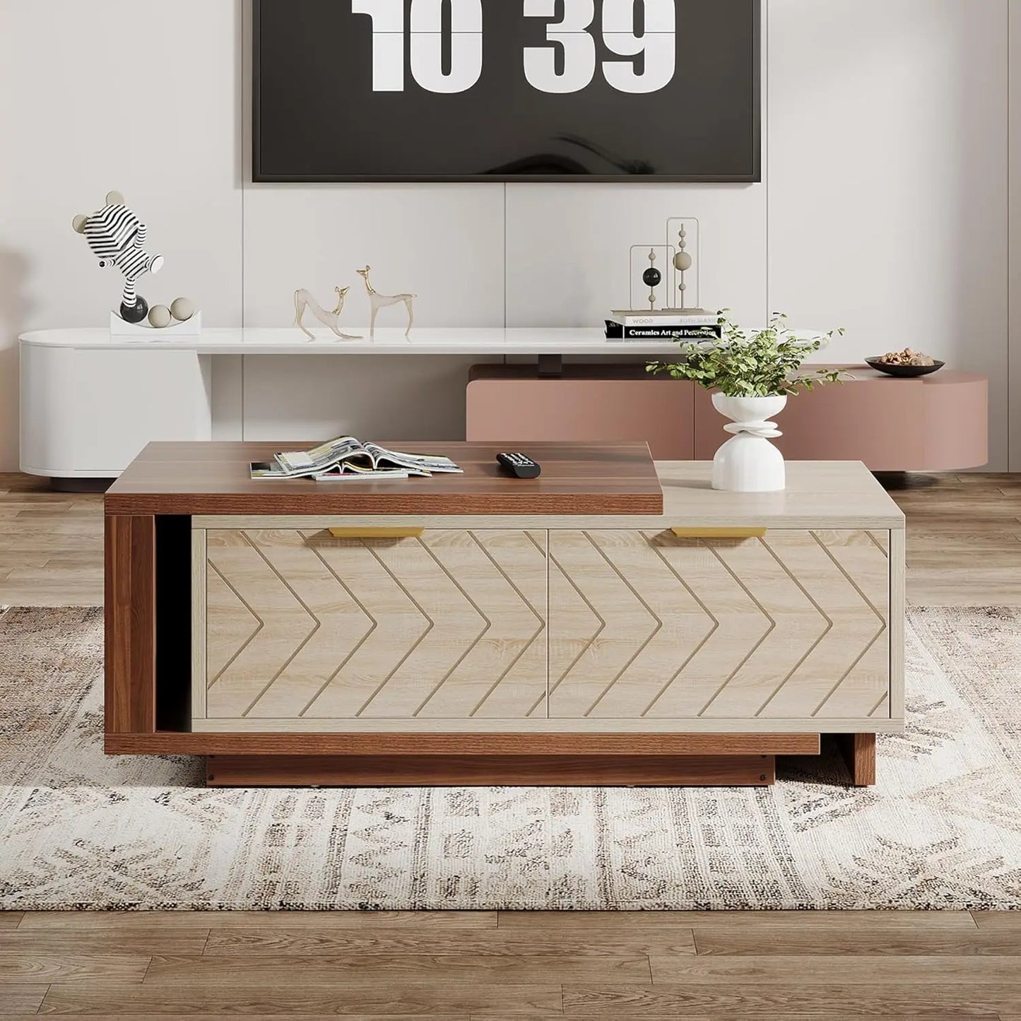 Length Adjustable Dual-Tone Coffee Table
