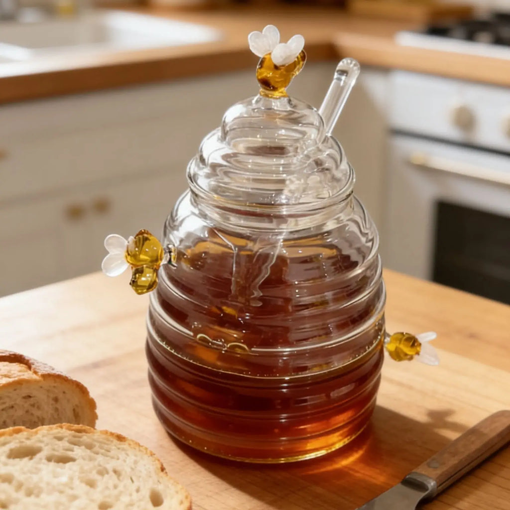Glass Honey Jar with Dipper