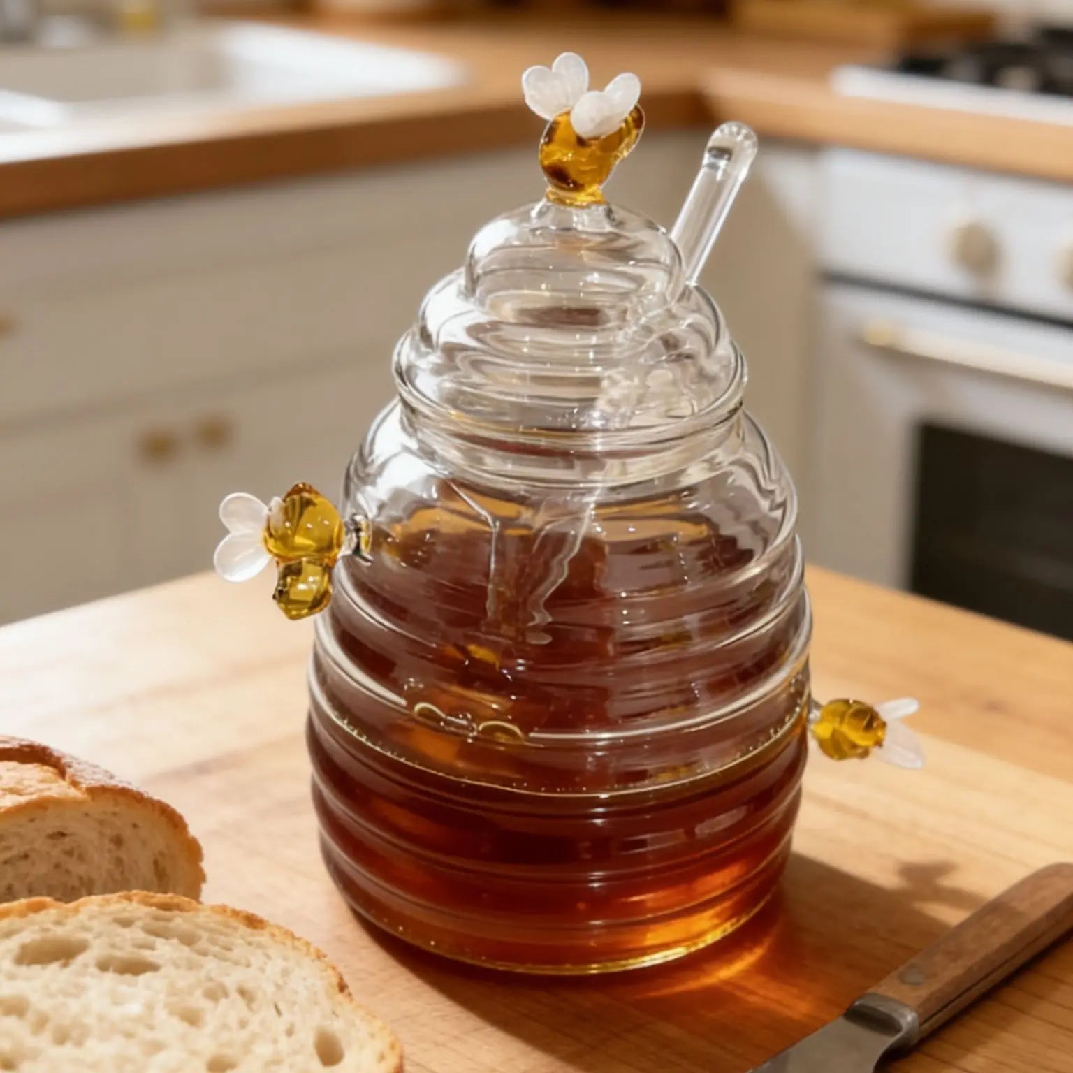 Glass Honey Jar with Dipper