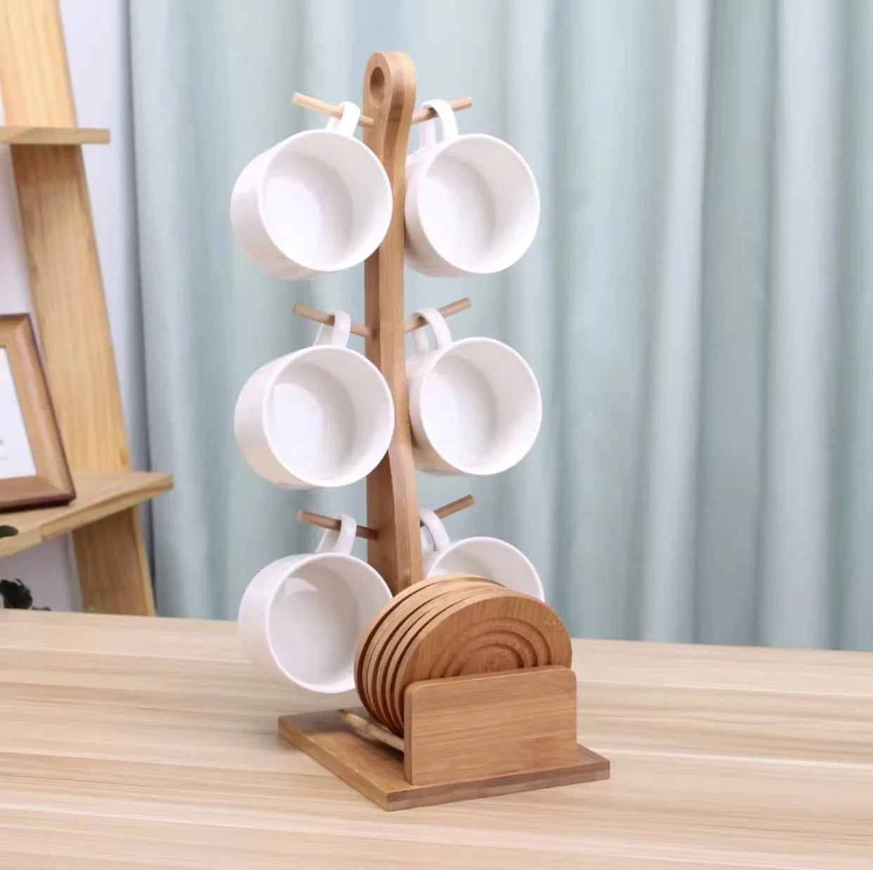 Bamboo Holder Cup & Coaster Set