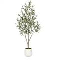 5' Artificial Olive Tree with White Planter