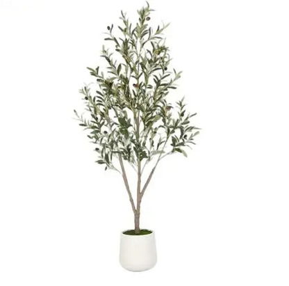 5' Artificial Olive Tree with White Planter
