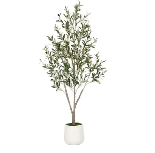 5' Artificial Olive Tree with White Planter