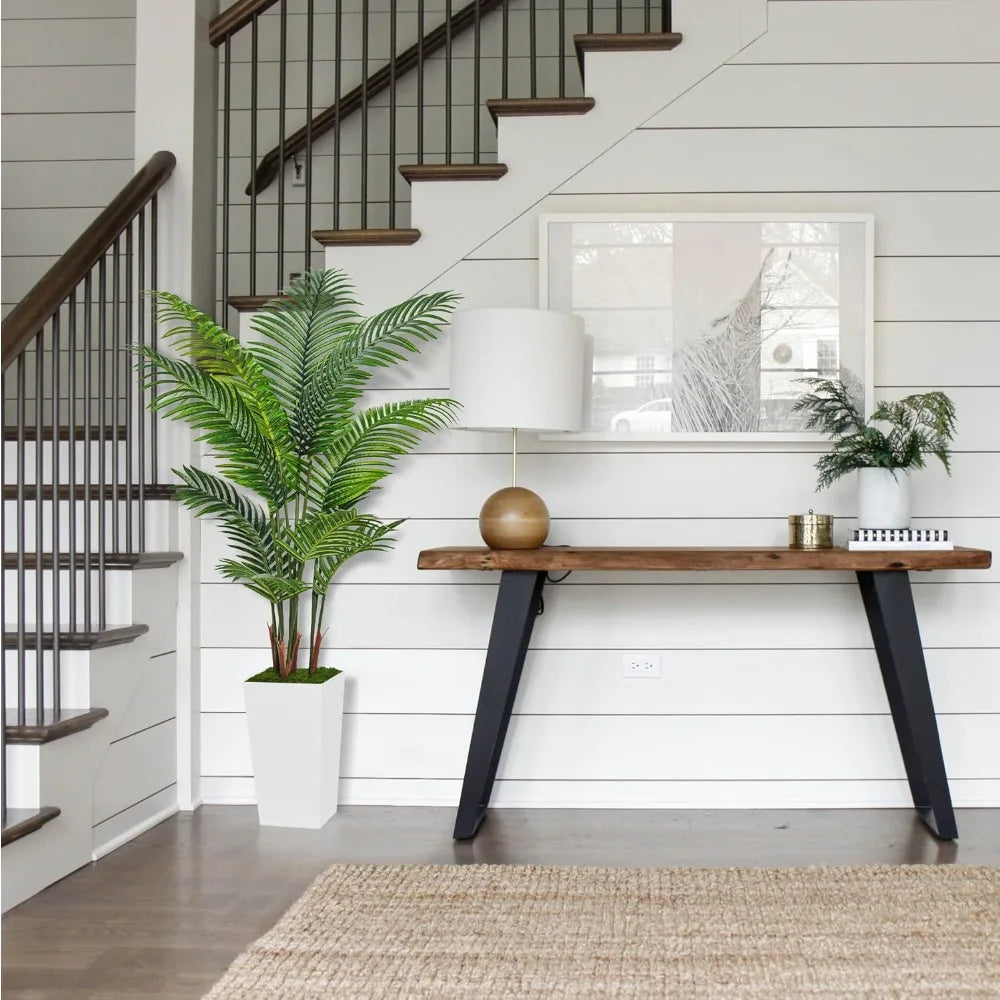 5' Artificial Palm Tree with White Tall Planter