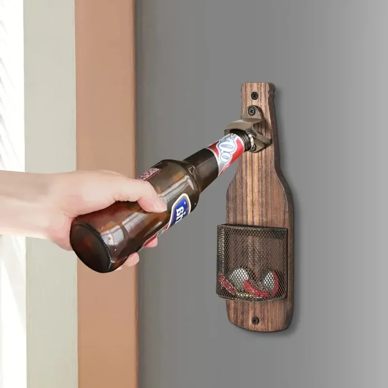 Wooden Wall Mounted Beer Bottle Opener