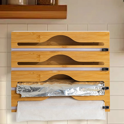 Bamboo Kitchen Wrap Dispenser & Cutter Box