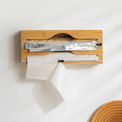 Bamboo Kitchen Wrap Dispenser & Cutter Box