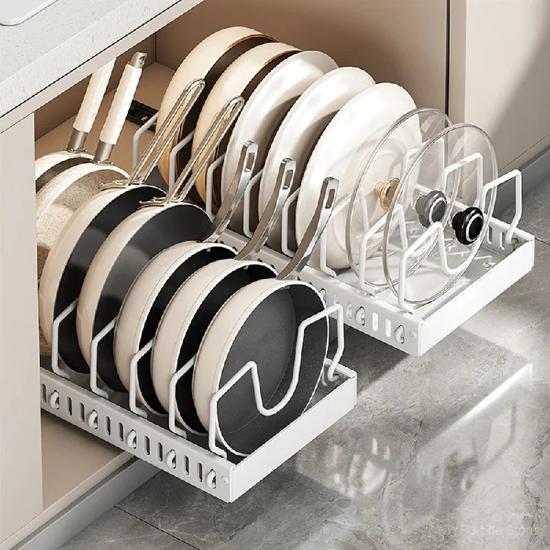Steel Under Cabinet Pull-Out Pots and Pans Organizer
