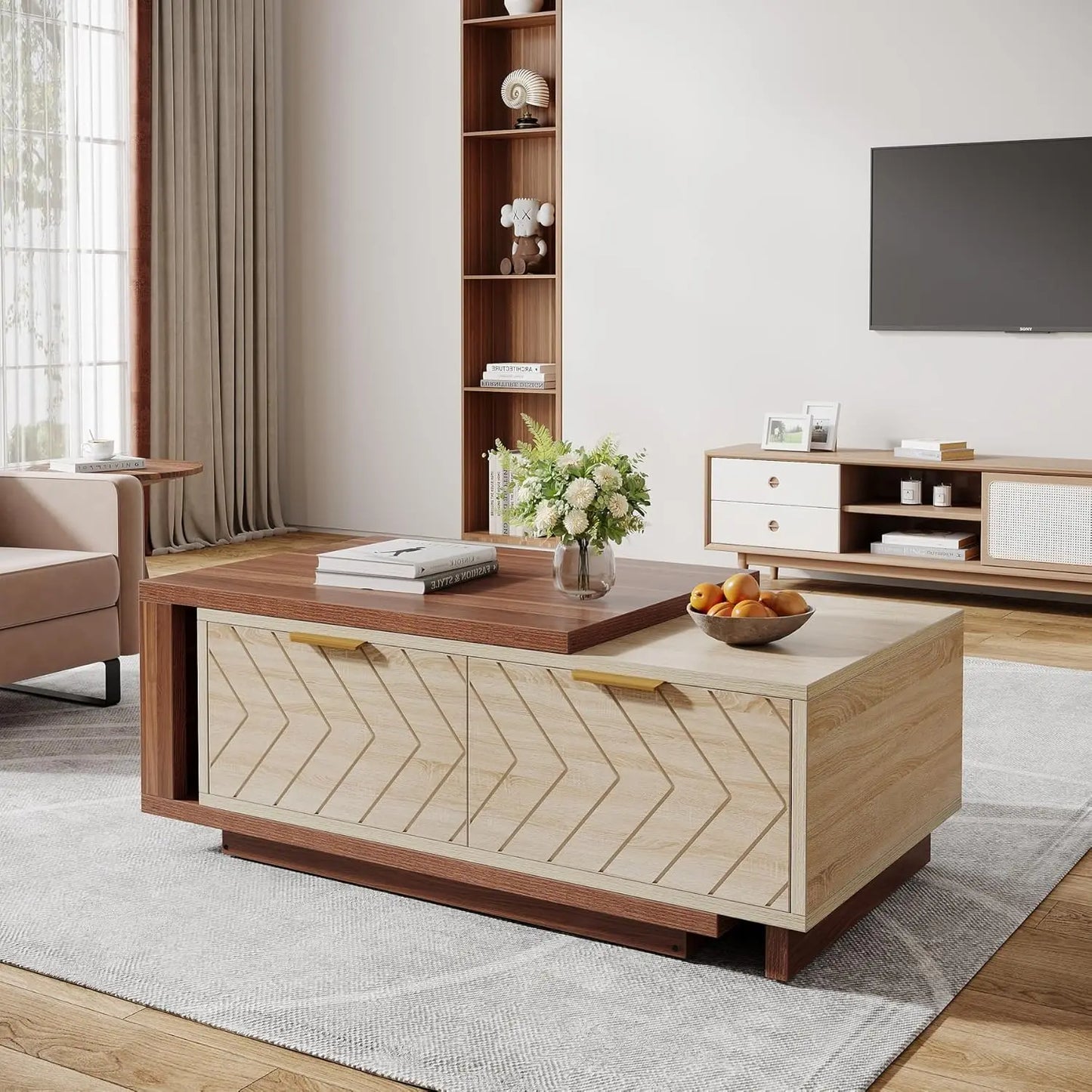 Length Adjustable Dual-Tone Coffee Table