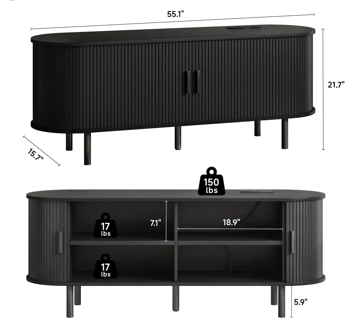 Modern Elegant TV Stand with Power Outlets