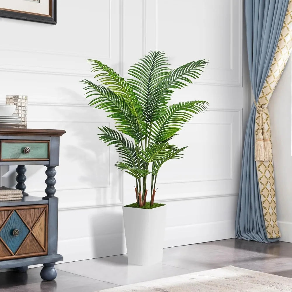 5' Artificial Palm Tree with White Tall Planter