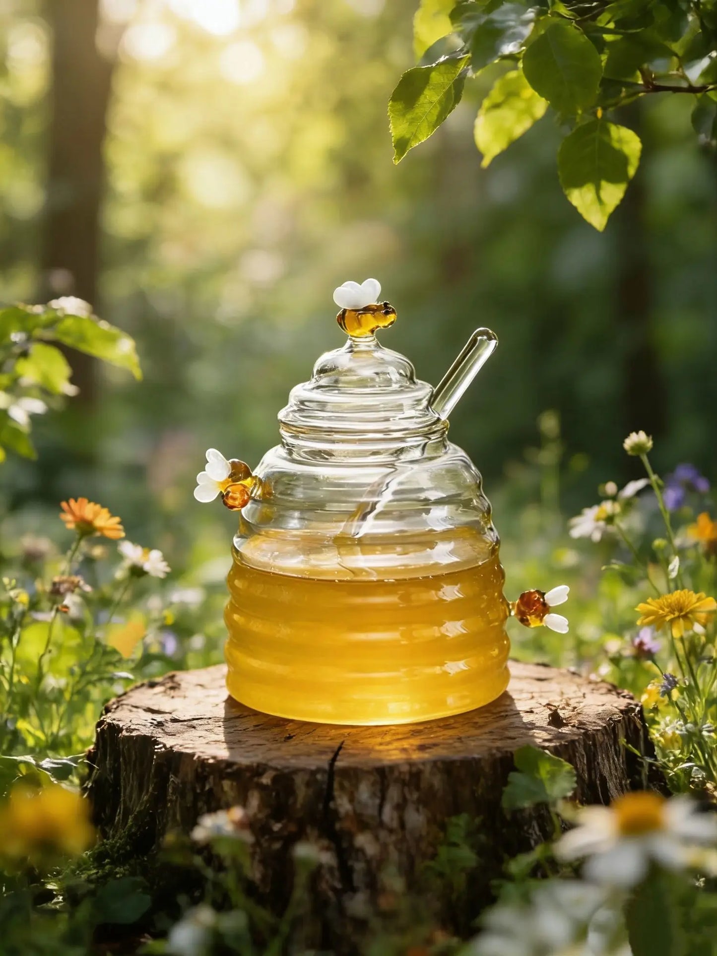 Glass Honey Jar with Dipper