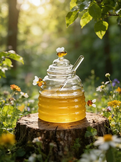 Glass Honey Jar with Dipper