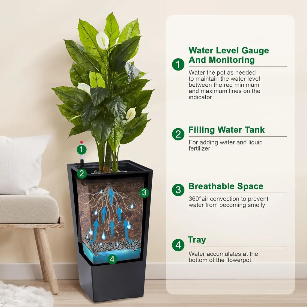 Tall Self-Watering Planter Set (Set of 2)
