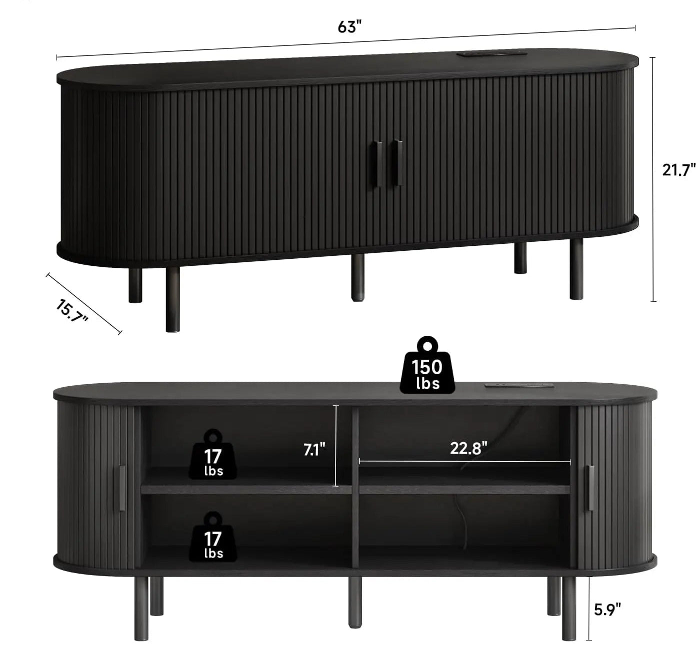 Modern Elegant TV Stand with Power Outlets