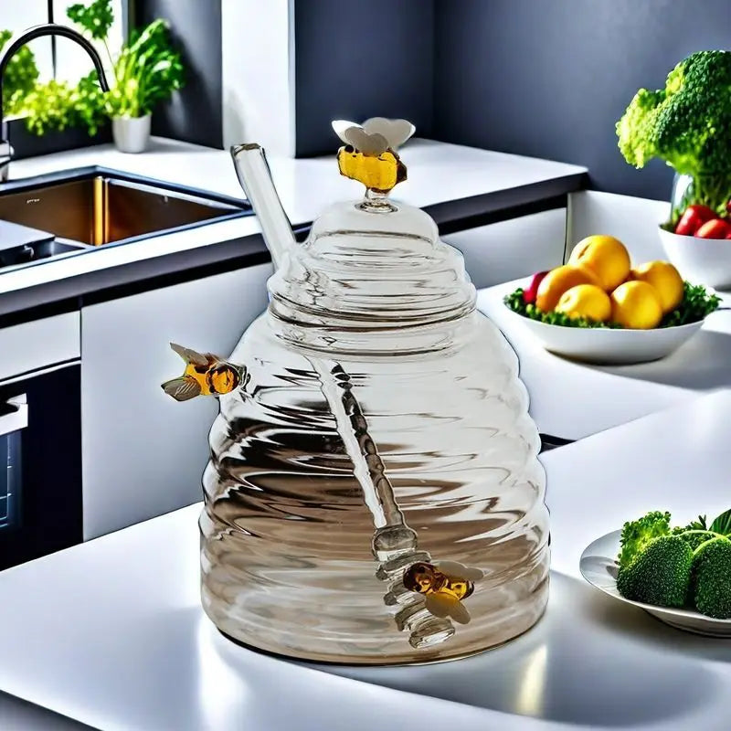 Glass Honey Jar with Dipper
