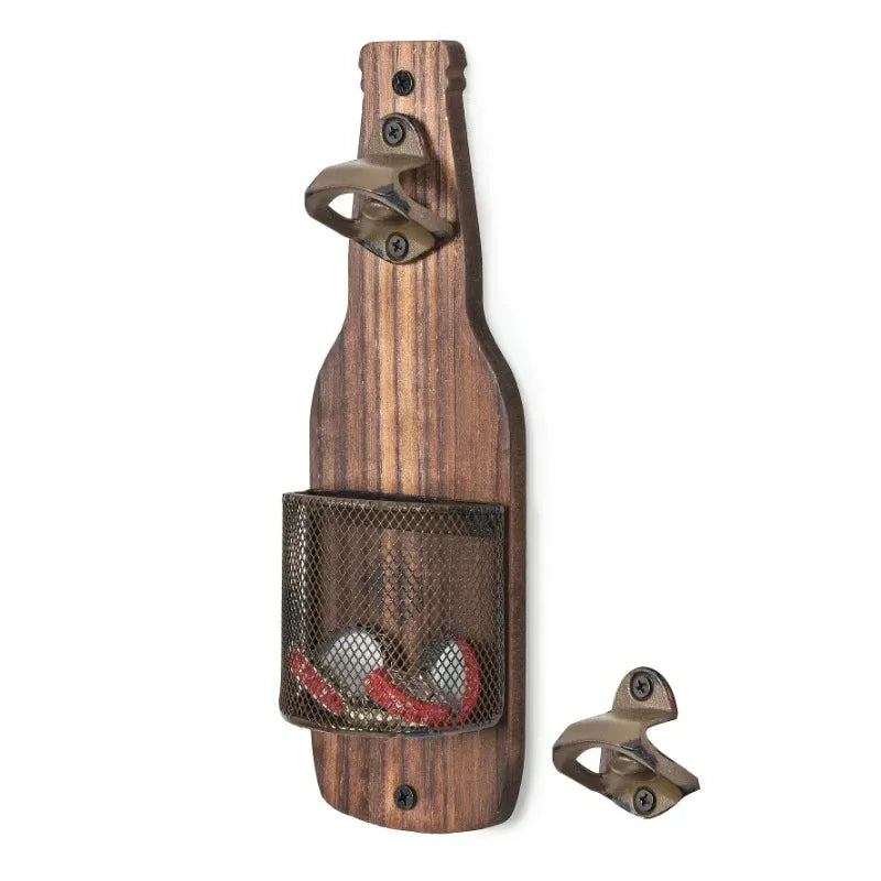 Wooden Wall Mounted Beer Bottle Opener
