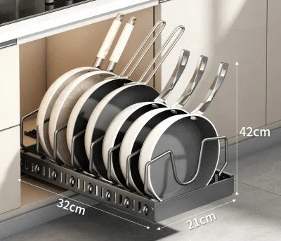 Steel Under Cabinet Pull-Out Pots and Pans Organizer